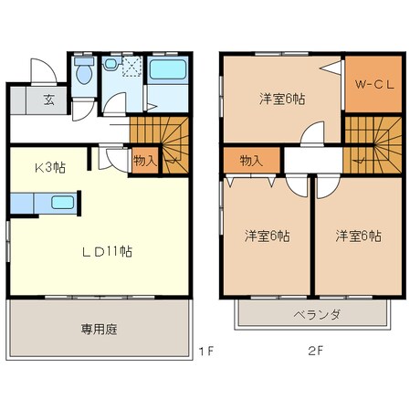 グリーンハイツジニア　Ｂ棟の物件間取画像